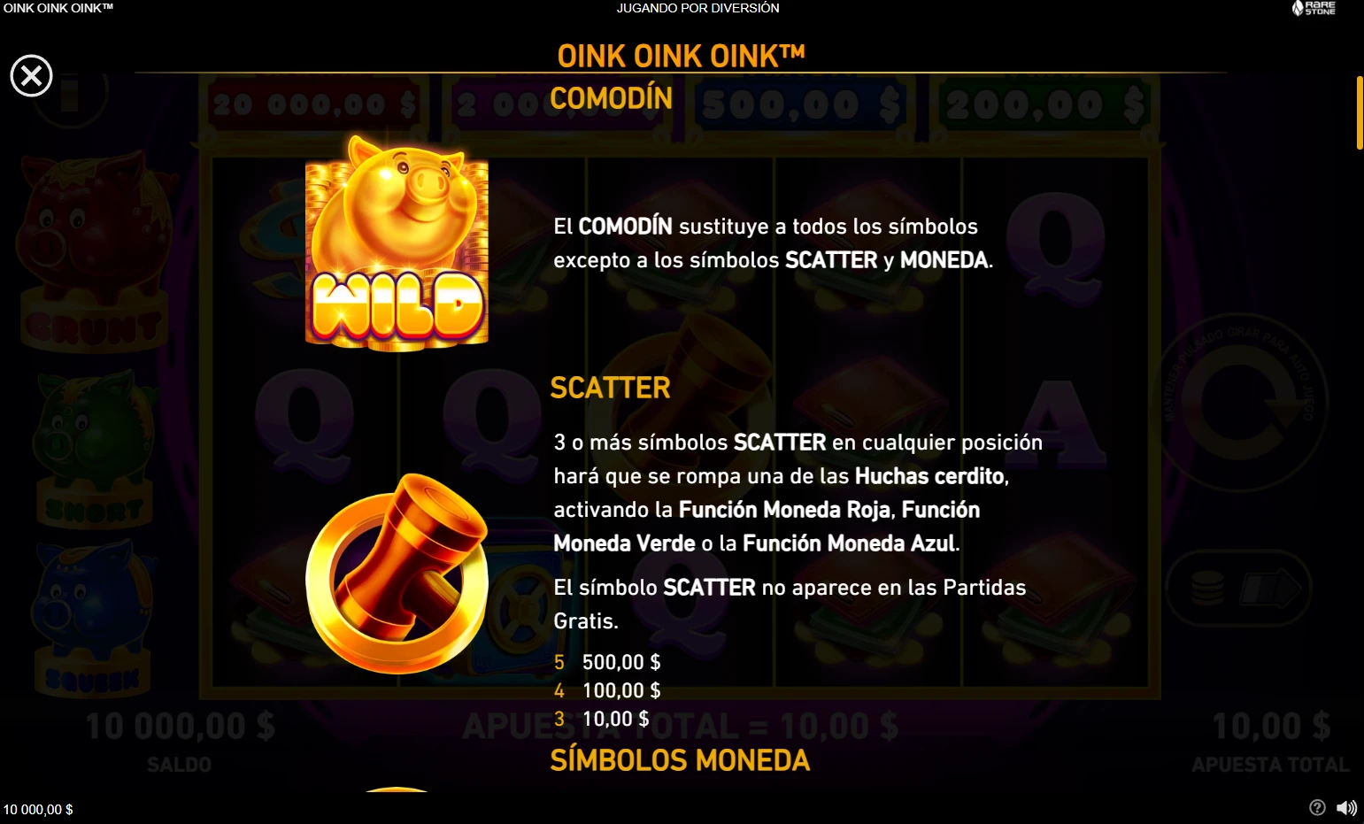 Wild y Scatter de Oink Oink Oink
