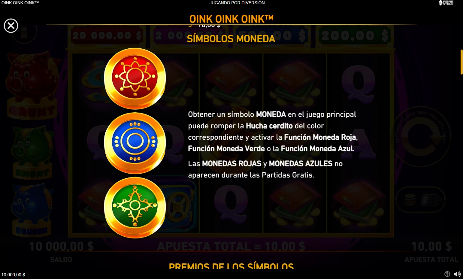 Monedas roja, azul y verde y la lógica de las huchas