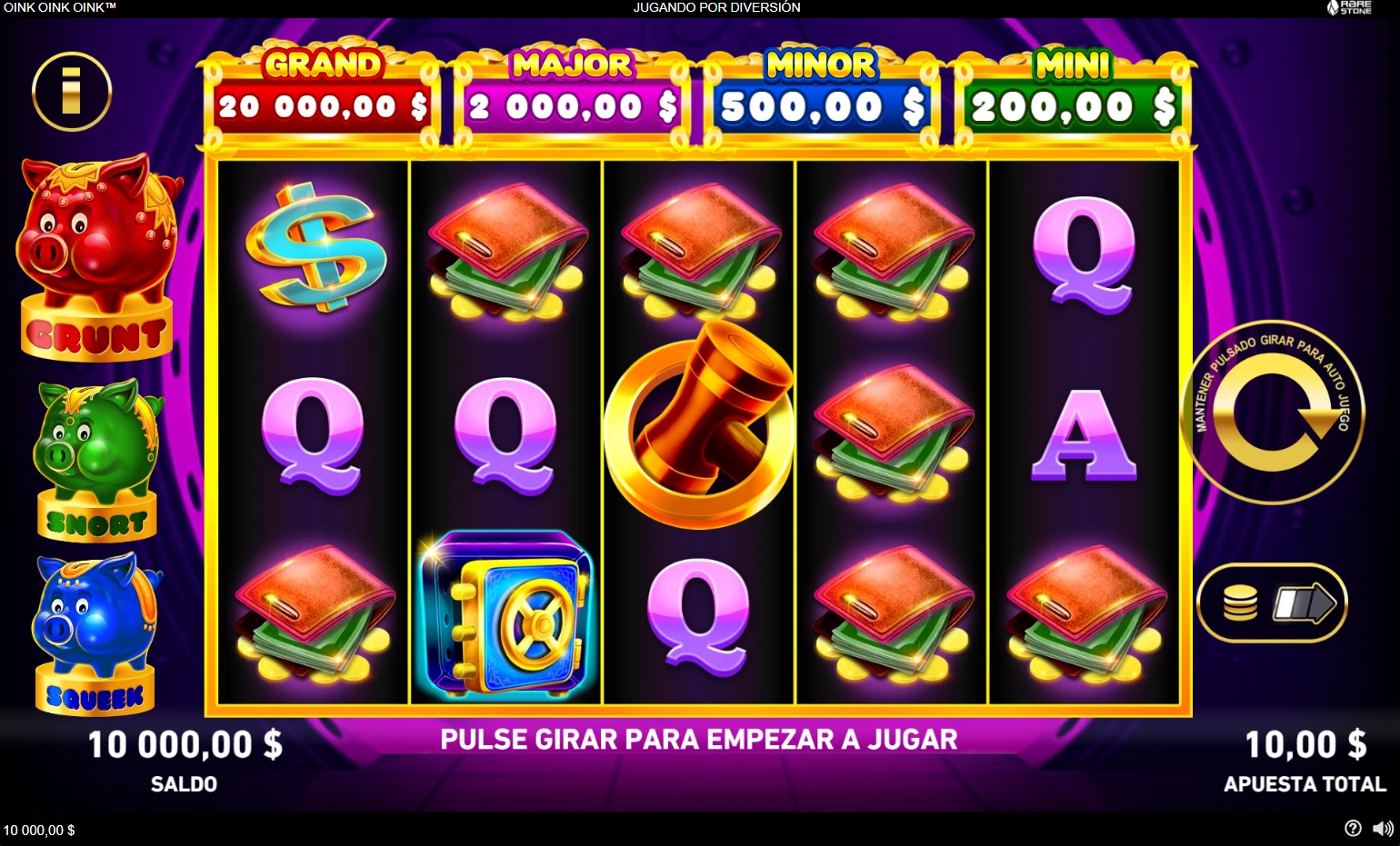 Barras de Oink Oink Oink con las tres huchas